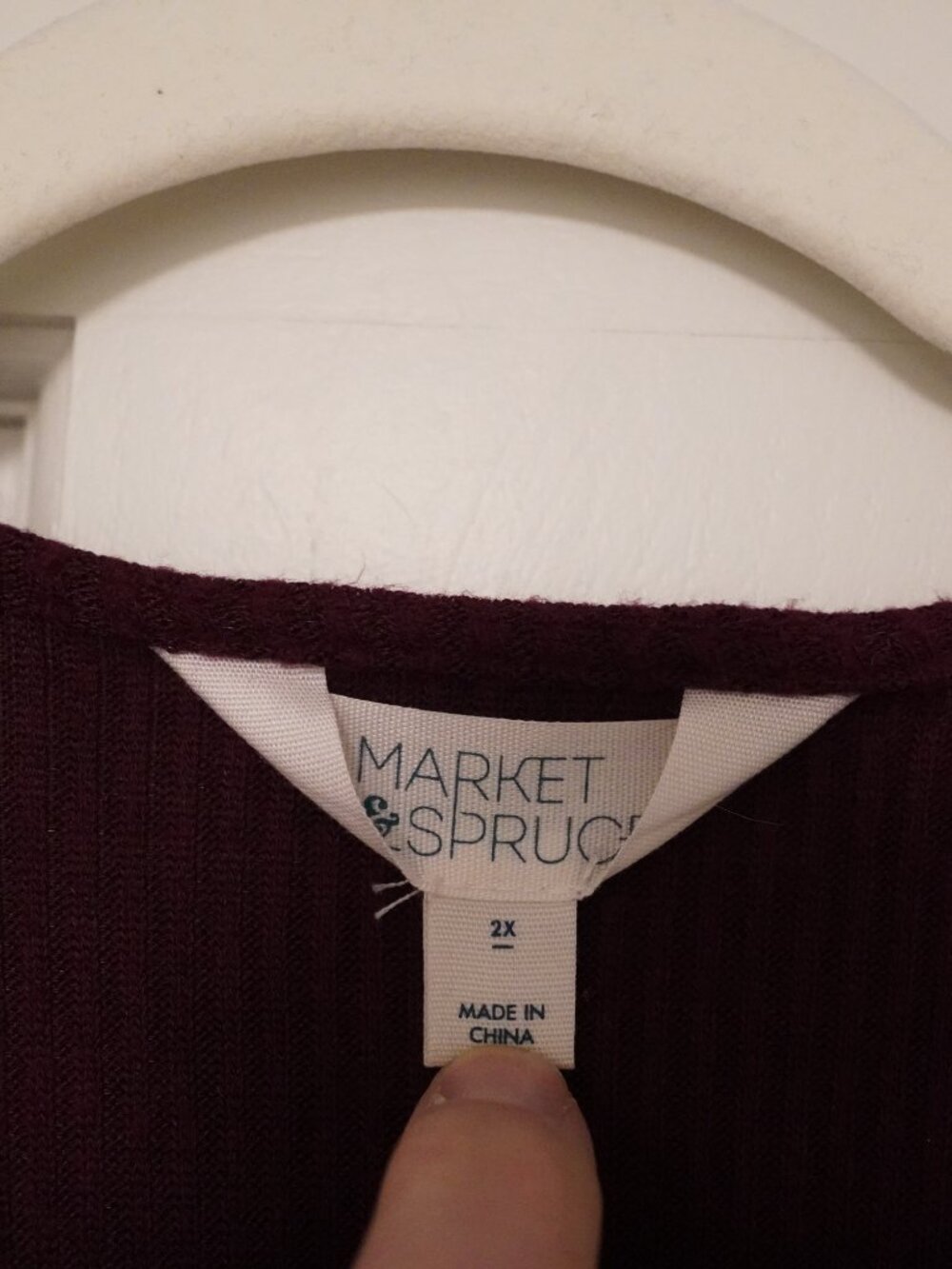 Market & Spruce 2X Burgundy Rib Knit Wrap Dress Plus Size Midi Casual - Picture 2 of 4